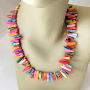 Colourful Shell Chunky Quart Chips Necklace